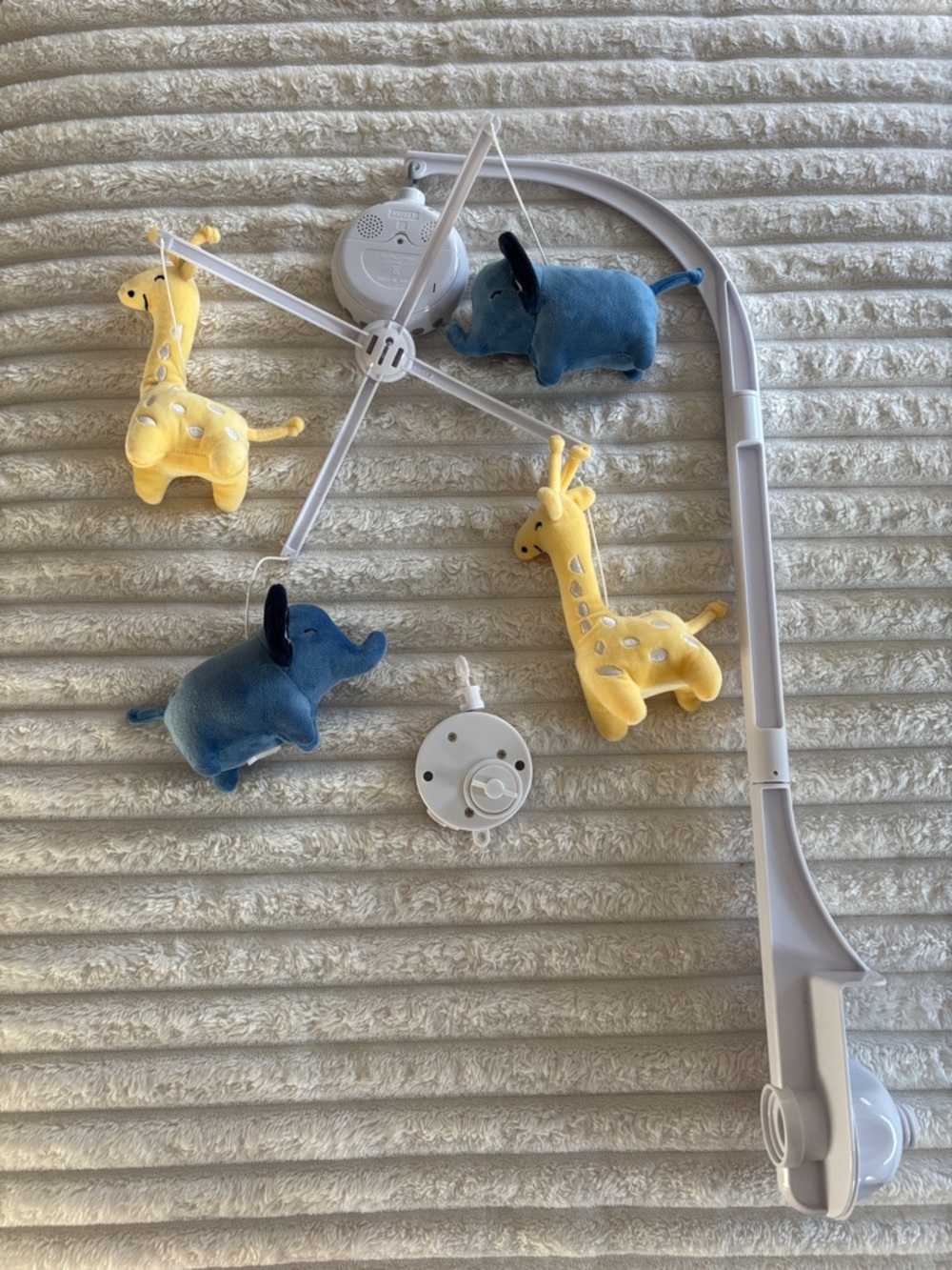 Nursery Mobile with Yellow Giraffes & Blue Elephants